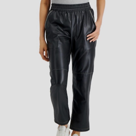 Like New LNA Faux Leather Stretch High Rise Contrast Seam Pants Black Medium - Picture 1 of 10